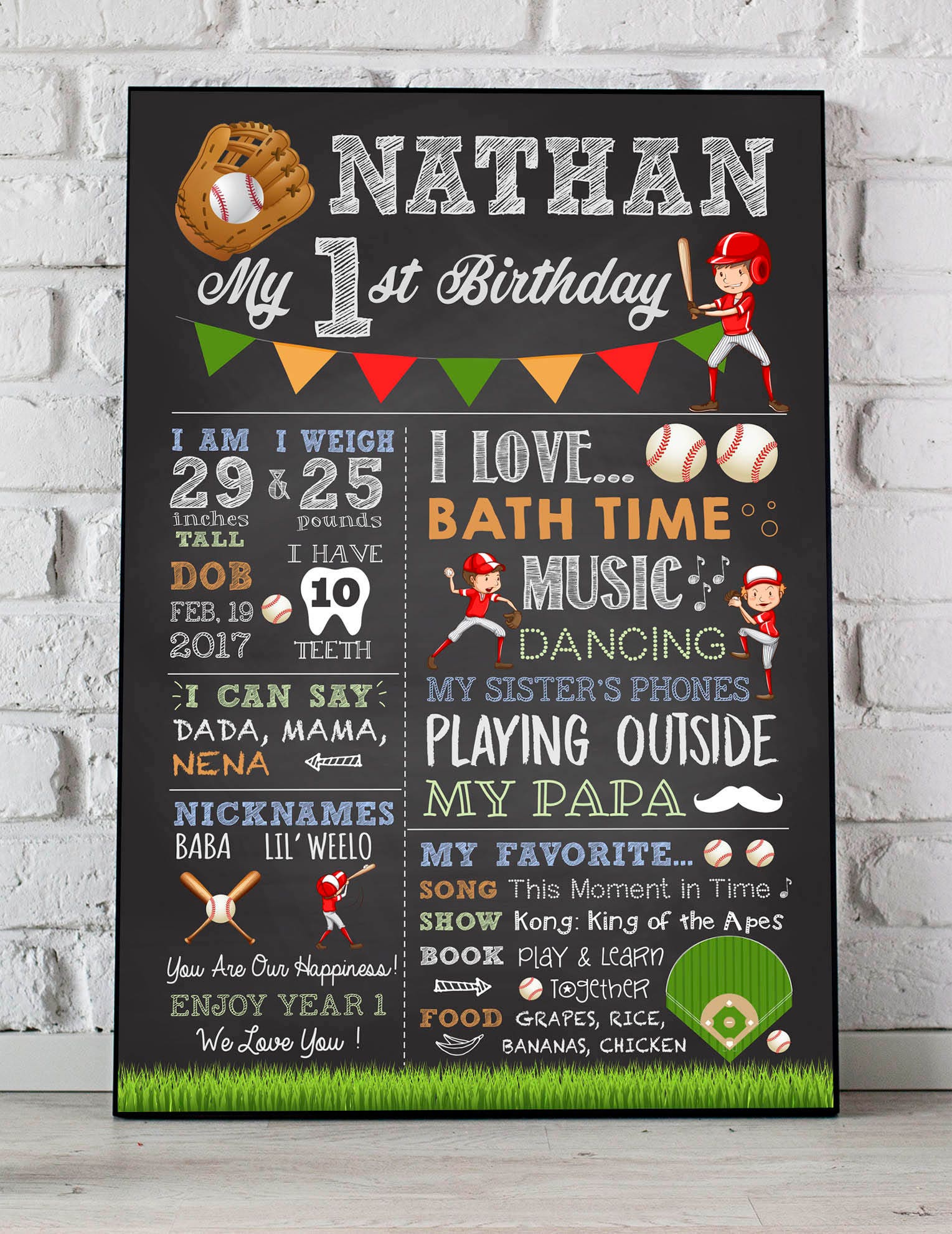 baseball chalkboard sign baseball theme birthday poster baseball