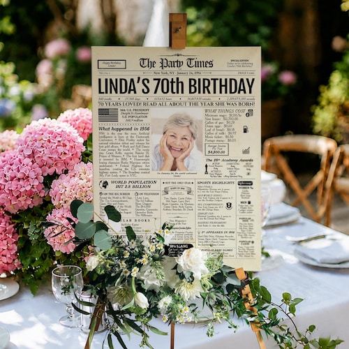 70th Birthday Gift For Men and Women | Personalized Newspaper Poster | Printed or Digital