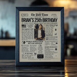25th Birthday Gift Newspaper Poster| Back in 2001 Sign | Printed or Digital image 3