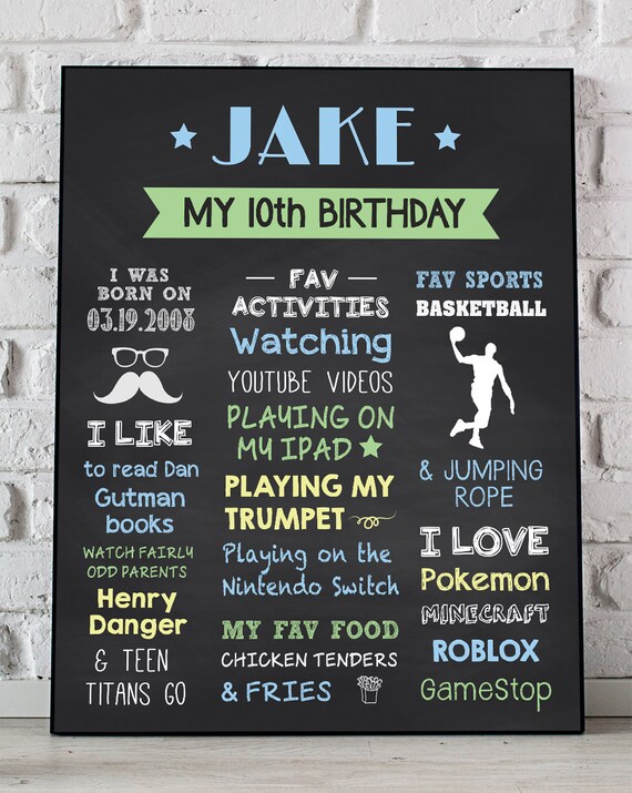 10th Birthday Chalkboard Poster Sports Birthday Chalkboard Sign 8th Birthday Sign Birthday Chalkboard Printable Baseball Birthday Sign - pokemon roblox 2008