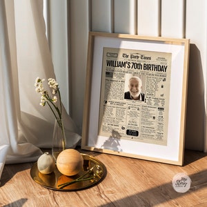 70th Birthday Newspaper Poster, 70th Birthday Gift for Him or Her, 70th Birthday Decorations, Gifts for Men, Gifts for Women, Back in 1954 image 3