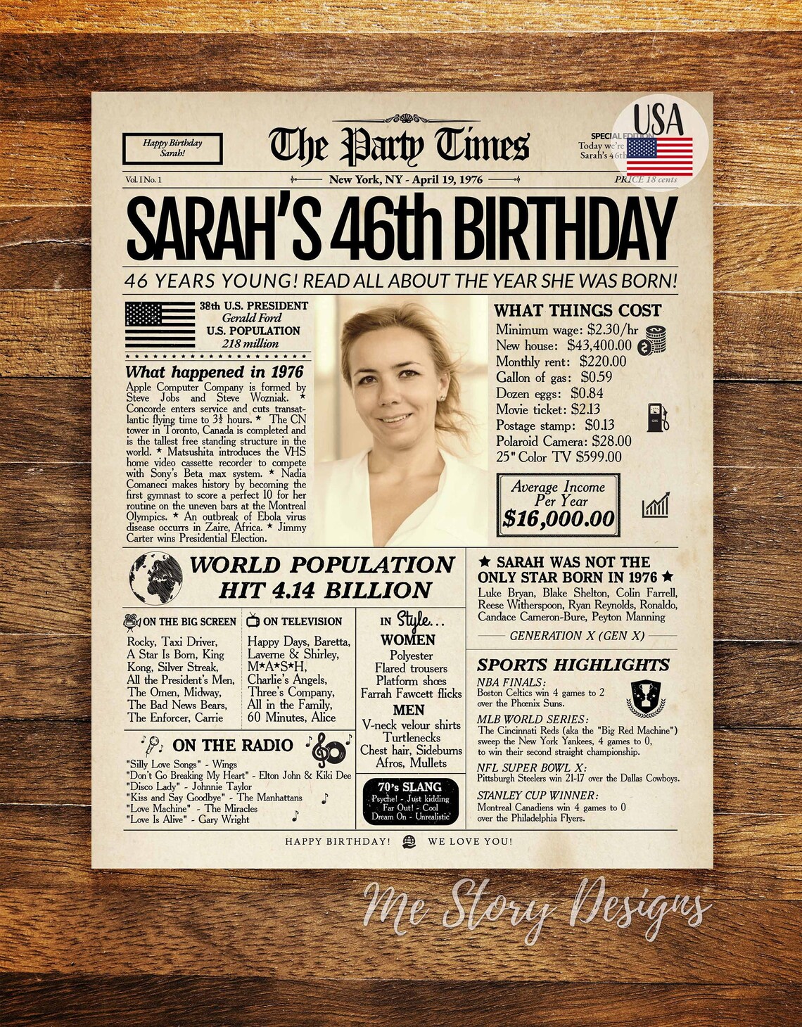 46th Birthday Newspaper Poster 46th Birthday Gift for Men of | Etsy