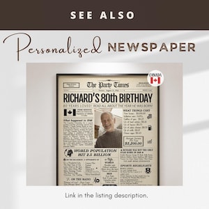 80th Birthday Canadian Newspaper Sign | 1946 Facts & Highlights | Canadian Edition image 7
