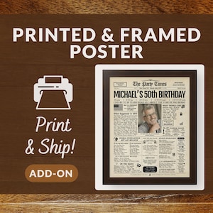 ADD-ON Cartaz de jornal impresso e emoldurado | Impressão e envio (somente EUA)