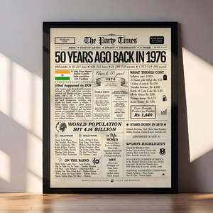 1976 India Newspaper 50th Birthday Sign | 1976 Facts & Highlights | Indian Edition image 3
