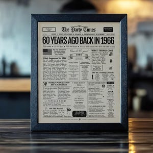 Letrero de periódico para regalo de 60 cumpleaños: Resumen del año 1966 (digital o impreso) imagen 4