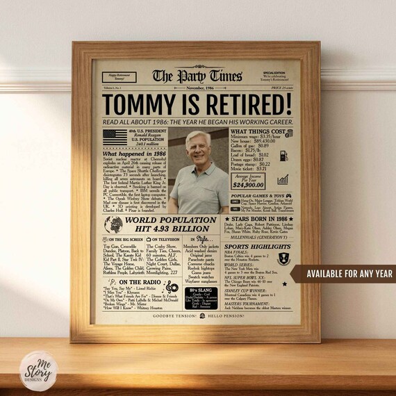 Retirement Gift for Men or Women | Work Anniversary Gift | Retirement Card Poster Sign | ANY YEAR