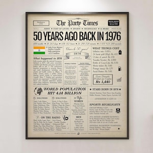 1976 India Newspaper 50th Birthday Sign | 1976 Facts & Highlights | Indian Edition image 2