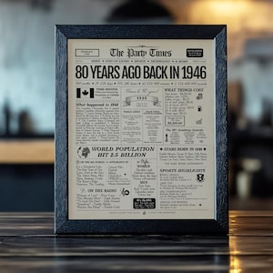 80th Birthday Canadian Newspaper Sign | 1946 Facts & Highlights | Canadian Edition image 4