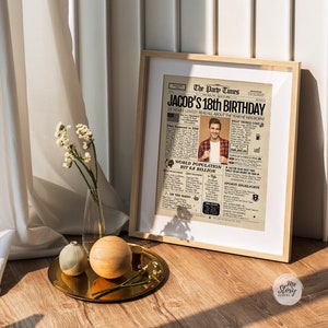 18th birthday newspaper sign, 18th birthday gift for girls and boys, back in 2006, 18th birthday decoration, newspaper print image 3