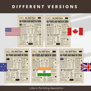 Letrero de periódico para regalo de 60 cumpleaños: Resumen del año 1966 (digital o impreso) imagen 7