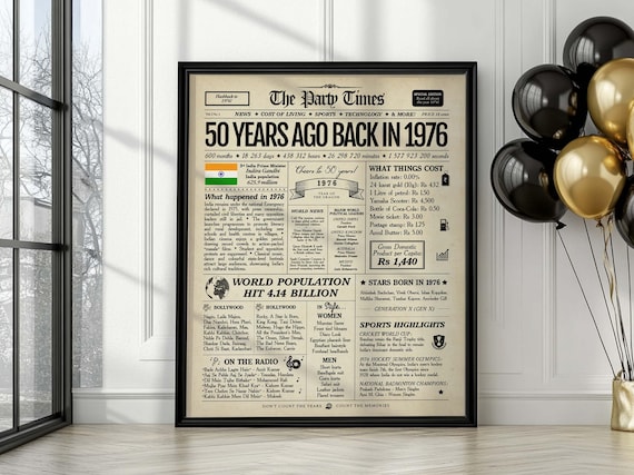 1976 India Newspaper 50th Birthday Sign | 1976 Facts & Highlights | Indian Edition