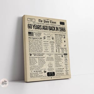 Letrero de periódico para regalo de 60 cumpleaños: Resumen del año 1966 (digital o impreso) imagen 3
