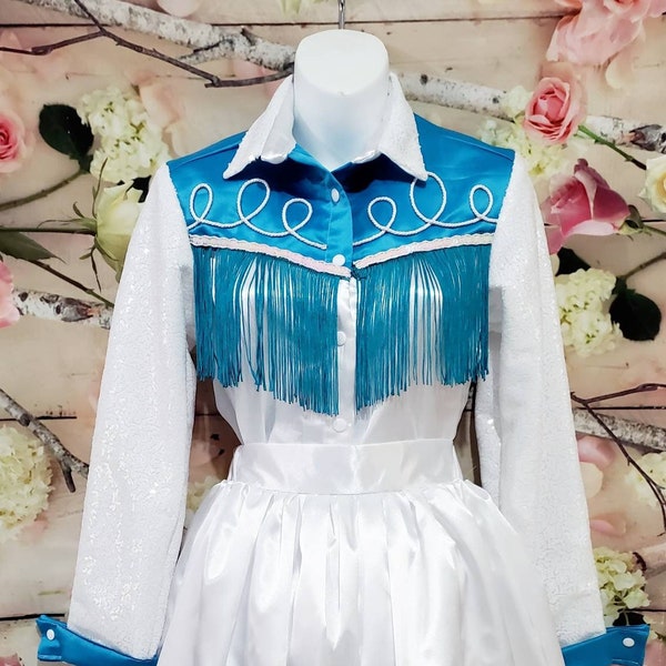 Turquoise cowgirl costume,  cowgirl birthday costume, sequins cowgirl outfit, girls cowgirl birthday ideas, girls cowgirl party dress