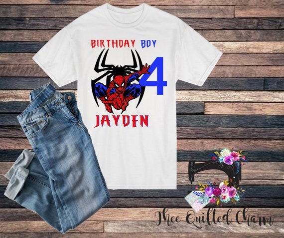 Spiderman Birthday Shirt Spiderman Party Ideas Boys Party Etsy