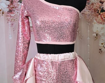 pink sequin dance dress Weissman Girls Pink Sequin Tutu Dress 3T-4T Dance Recital SC