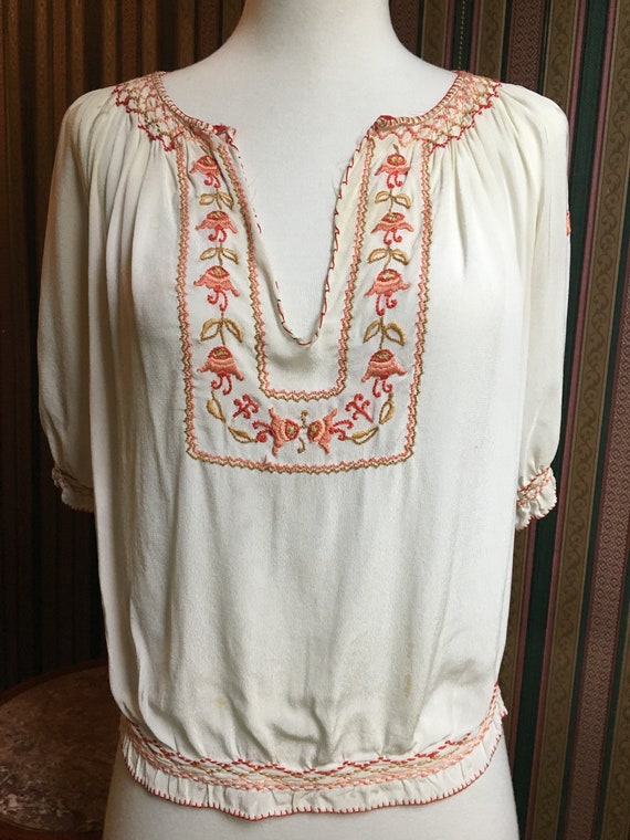 Reduced! 1920s Vintage Embroidered Hungarian Blous