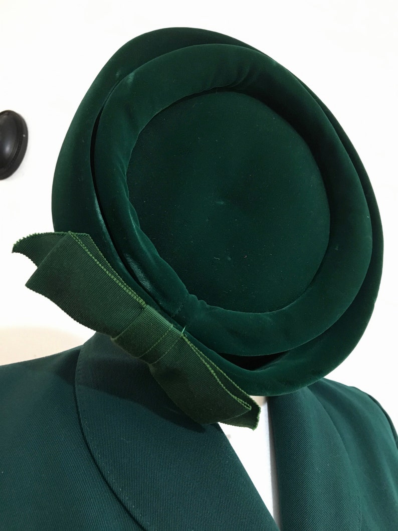 Christmas Sale 1940s Wool Gabardine Suit and Velvet Hat
