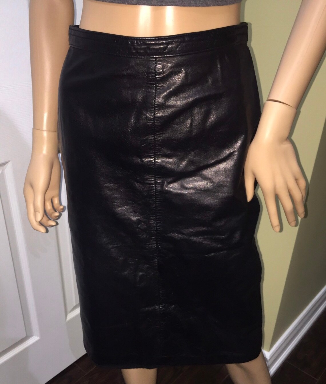 Mid Length Leather Skirt Etsy