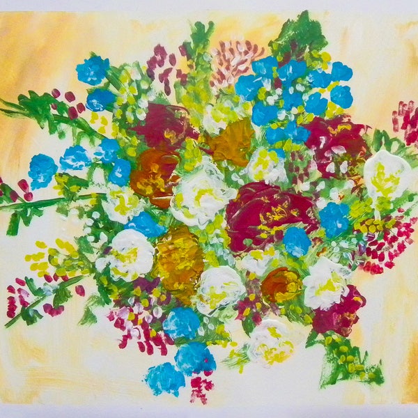 Autumn Bouquet | Original acrylic painting | Abstract painting | Wall art | Acrylic on paper | Painting on paper | Gift idea