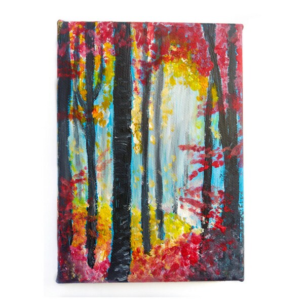 Little Forest - Original acrylic painting - Forest painting - Small painting - Wall art - Affordable art