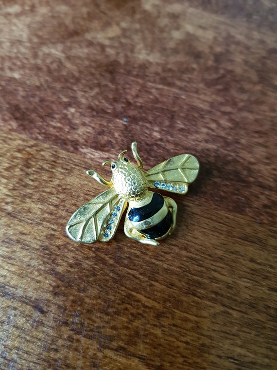 Vintage Honey Bee Brooch, Honey Bee Brooch with Go