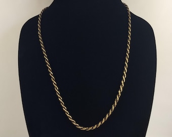Vintage Trifari Black Gold Rope Chain Necklace Quiet Luxury Classic Minimalist