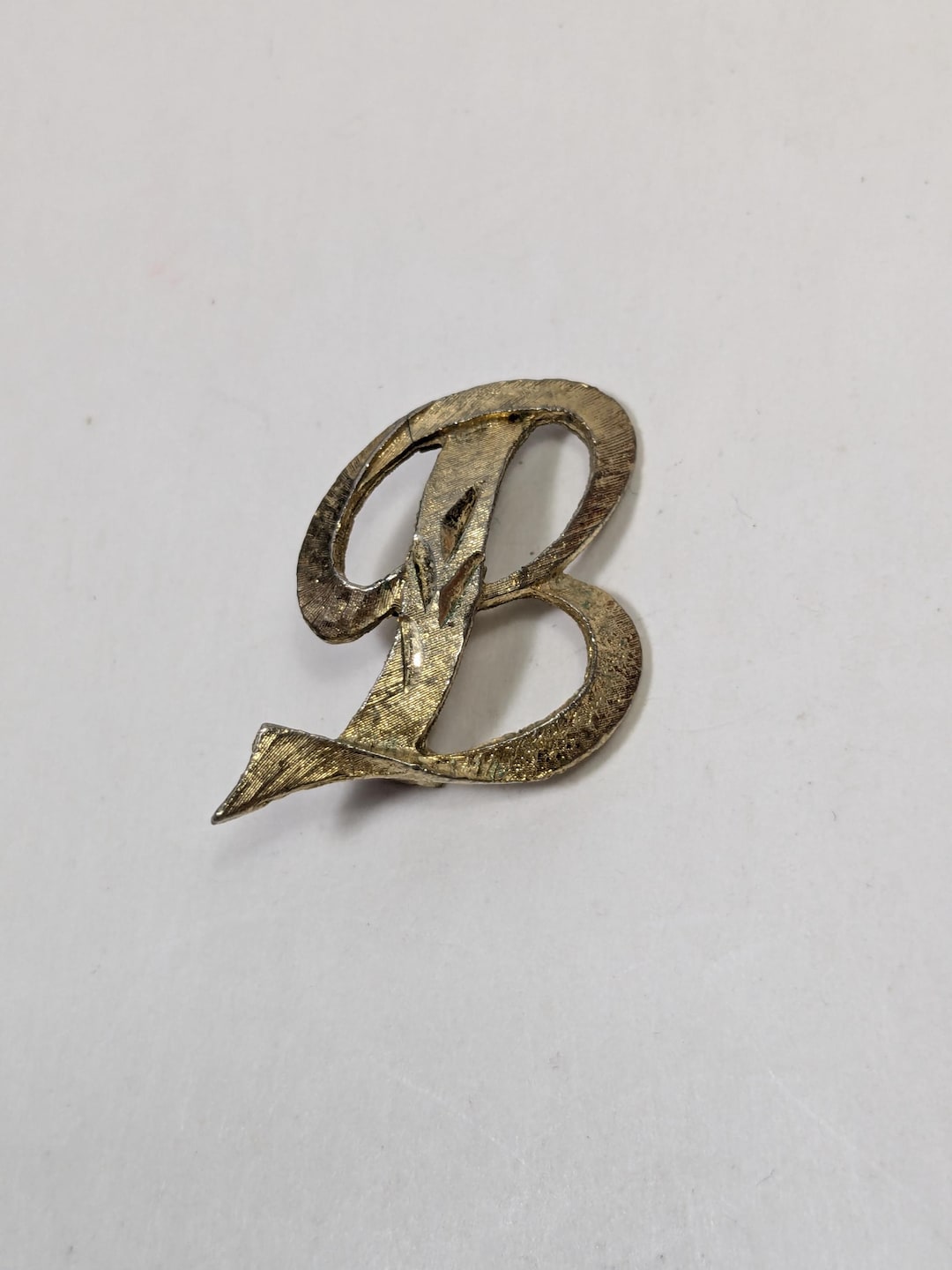 Mamselle Initial Letter B Script Initial Brushed Gold Tone Brooch Pin ...