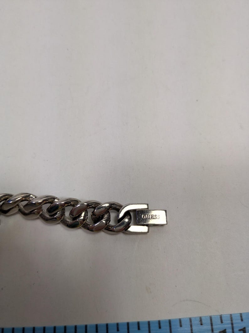 Guess Silver Tone Watch Curb Link Strap Y2K Vintage G951871 Japan Untested AS IS image 4