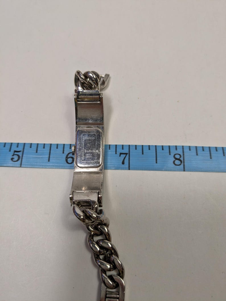 Guess Silver Tone Watch Curb Link Strap Y2K Vintage G951871 Japan Untested AS IS image 7