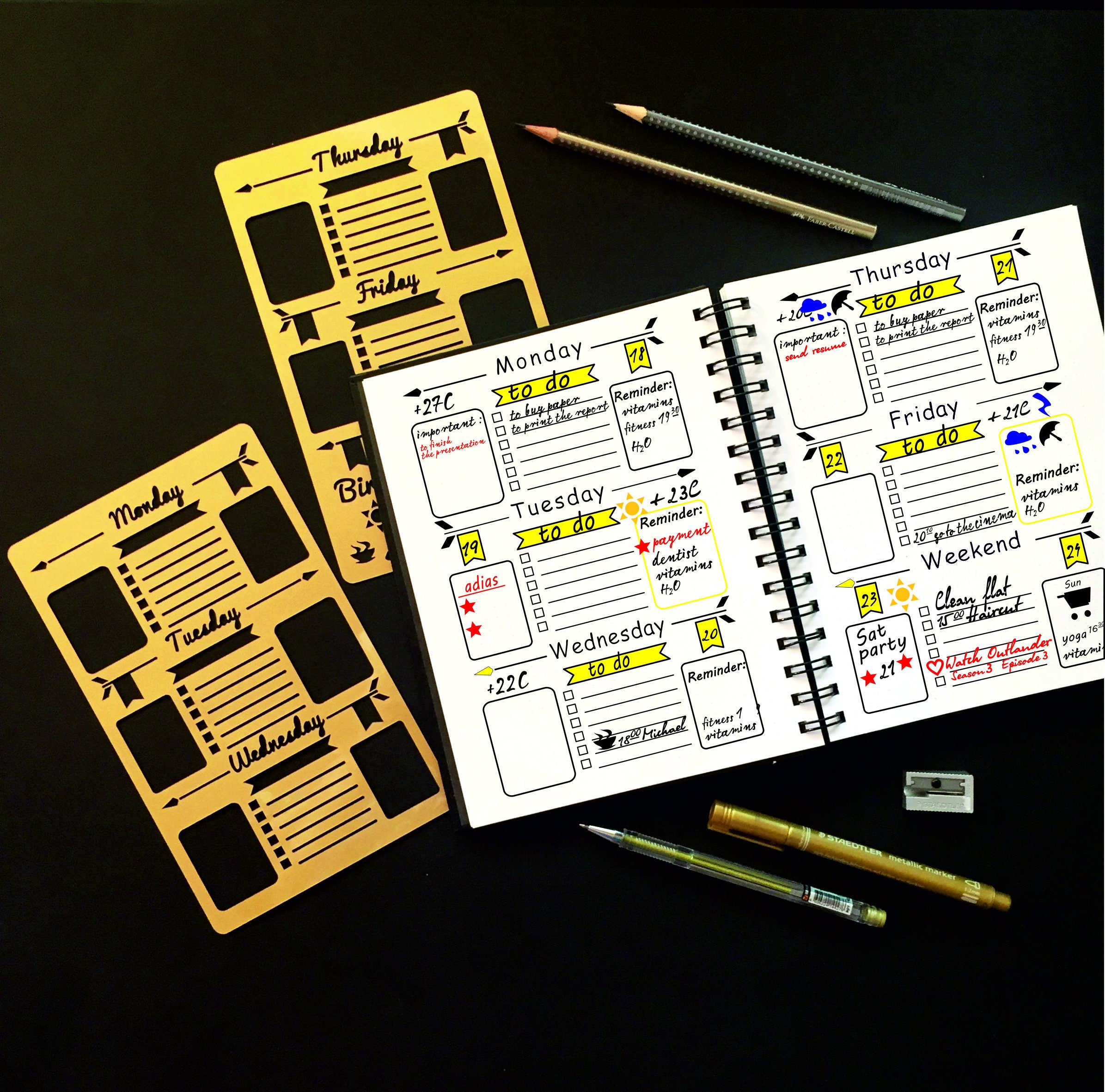 Bullet Journal pochoir lot de 2 pochoirs planificateur de Etsy
