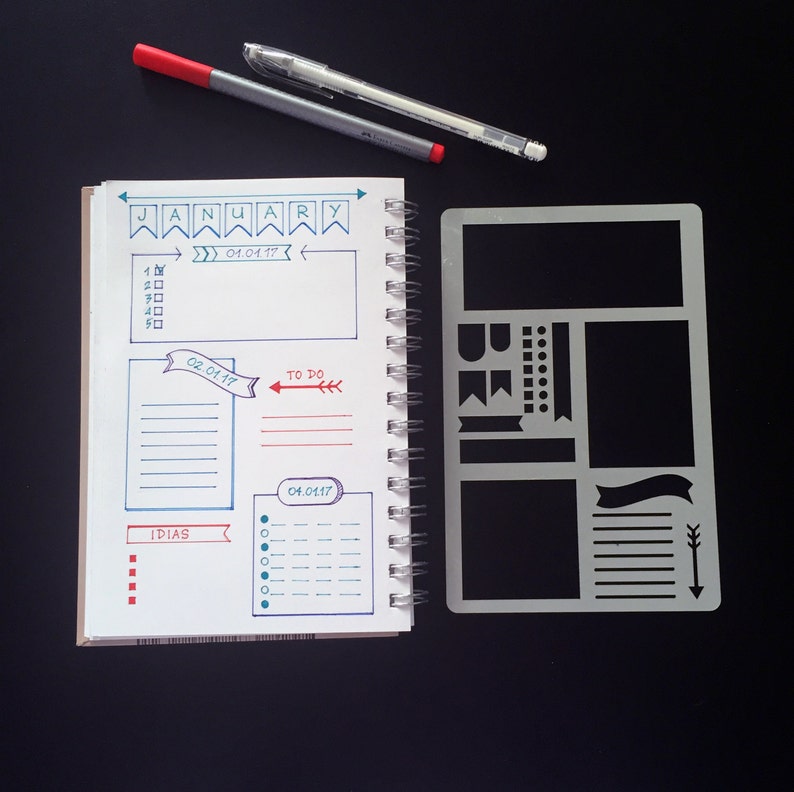 Bullet Journal Stencil Planner Stencil Set of 4 stencils | Etsy