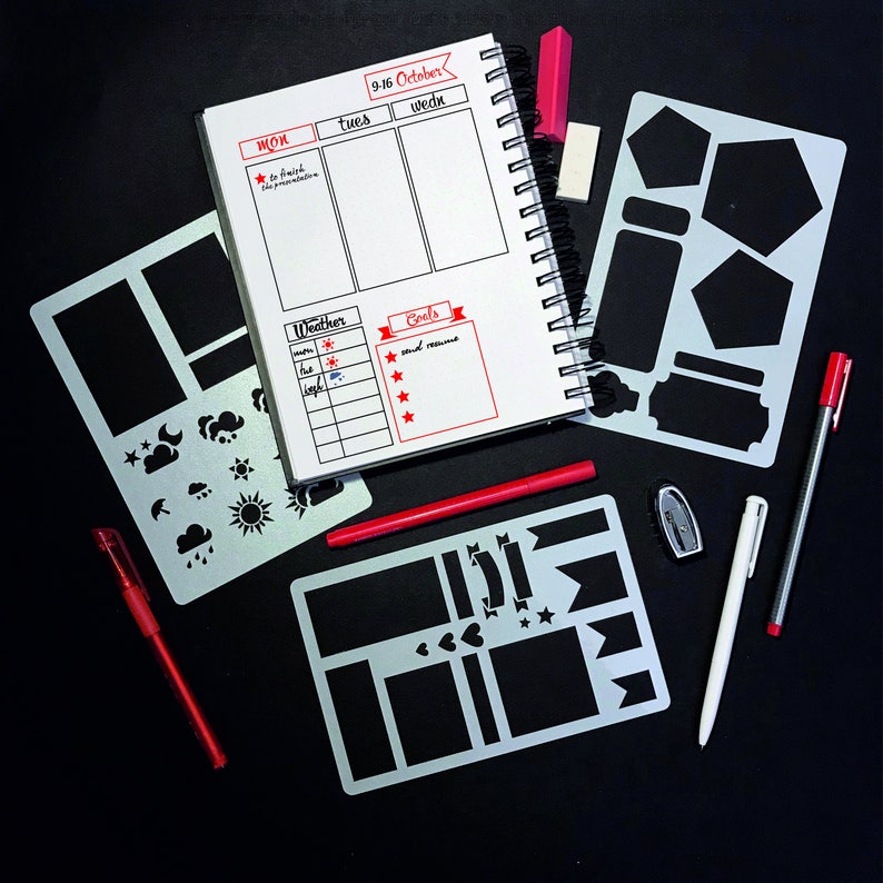 Bullet Journal Stencil SET OF 3 STENCILS Script Alphabet Etsy