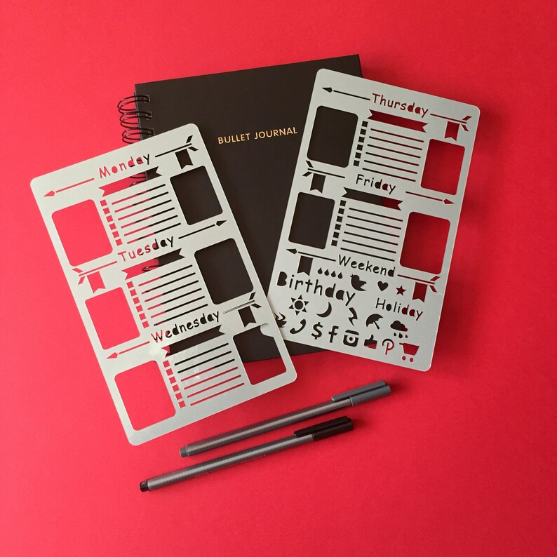 Bullet Journal Stencil Set of 2 stencils Planner Stencil Etsy