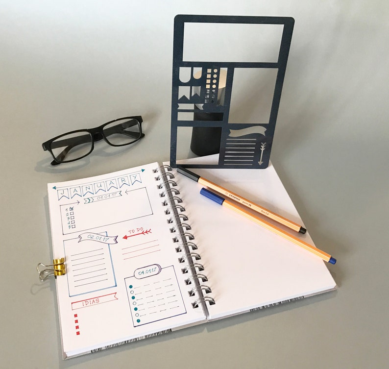 Script Alphabet Stencil Bullet Journal Stencil Planner Etsy