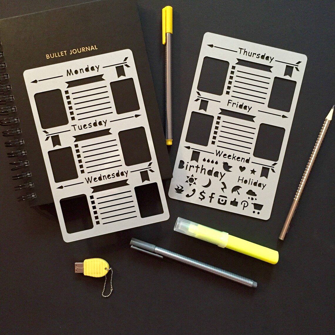 Bullet Journal Stencil Set of 2 Stencils Planner Stencil Etsy