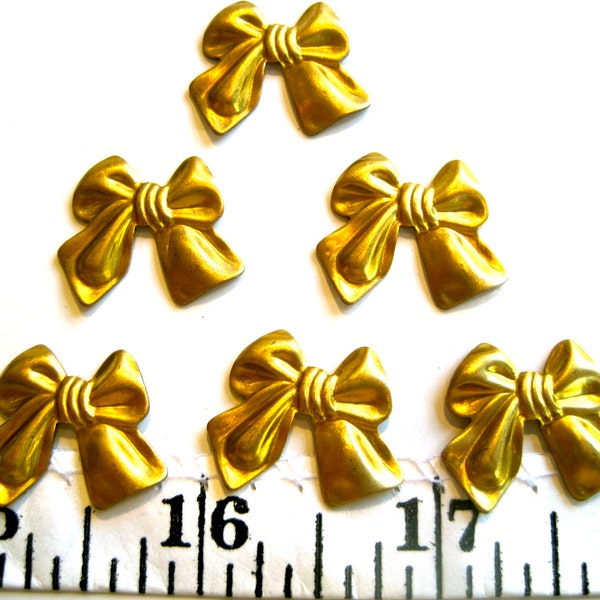 1 doz. Bows-Bowties-Vintage Metal Findings-Jewelry, Crafts Supply- raw brass-1 lot (12 pcs)