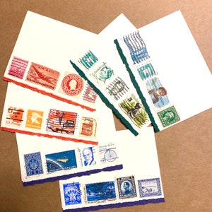 FRANCOBOLLO Set regalo di cancelleria/Timbri vintage e antichi Biglietti da scrittura/4 x 5 Biglietti vuoti per tutte le occasioni con buste - Set regalo di 4