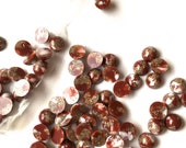 100 pcs. Vintage BROWN Matrix Faux Glass Stones- Round shape 6mm Smooth Dome Top, Flat Bottom, Cabochons for Mosaic, Jewelry, Craft and Art