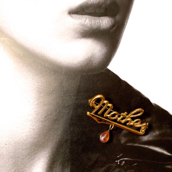 Vintage Lapel Script Word Pin in Handmade Collage… - image 6