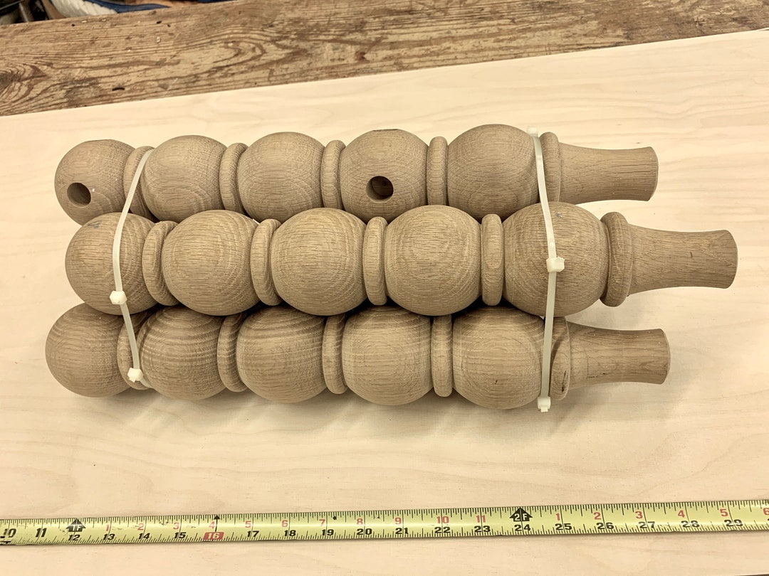 4 Hand Turned OAK Wood Table Legs for Furniture, Home Decor, Sculpture