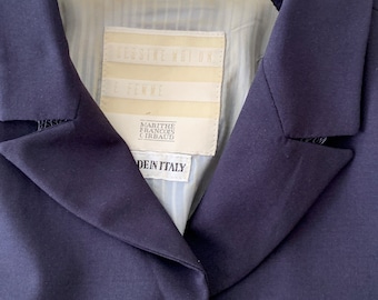 Vintage Dark Blue Italian Wool Jacket MARITHÉ + FRANÇOIS GIRBAUD / unConstructed Jacket w. Draped Silhouette and Belted back / Riding Jacket