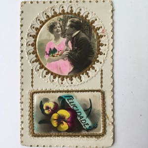 5 postales antiguas surtidas a color: efímeras, florales, infantiles, de enamorados, etc. (5 tarjetas)