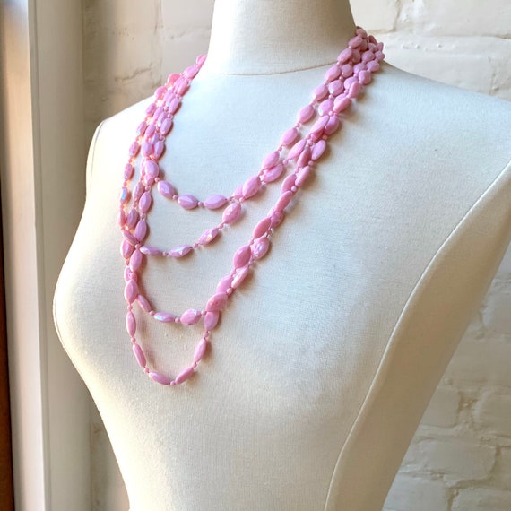 1960s Vintage PINK Mod, Pop Art Necklace / Xtra L… - image 5