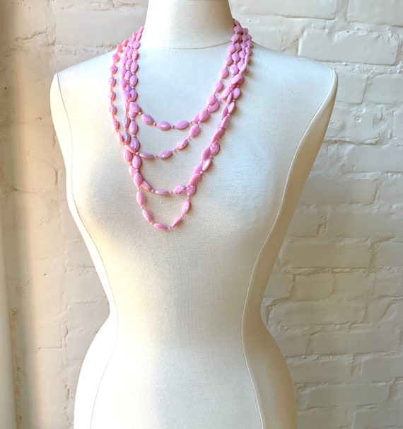 1960s Vintage PINK Mod, Pop Art Necklace / Xtra L… - image 4