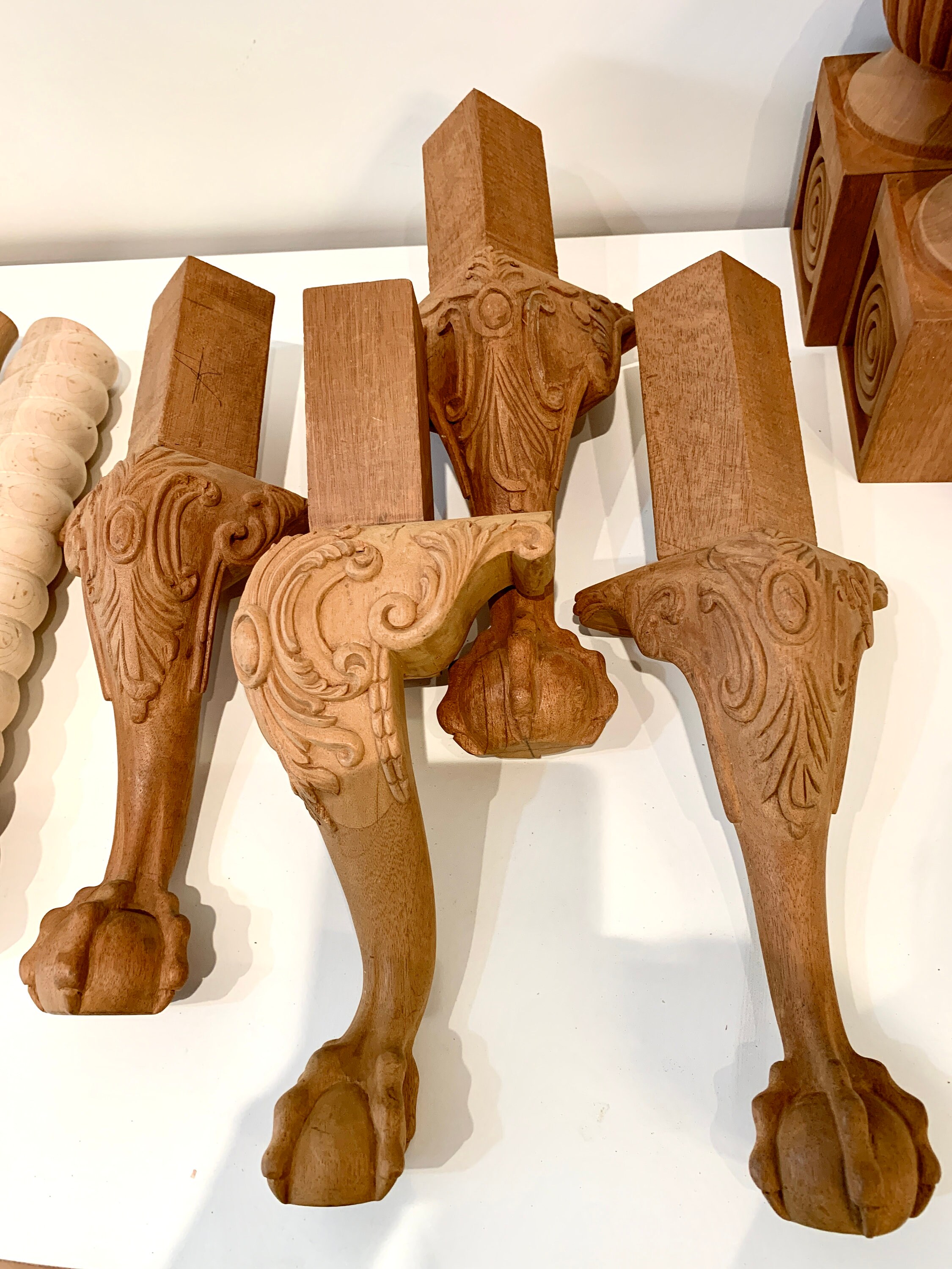 4 Hand Carved Wood Legs for Furniture Home Decor Sculpture Etsy