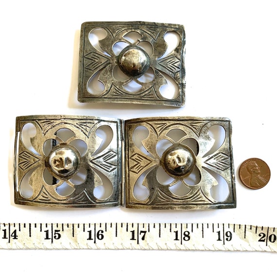 3 Piece MEXICAN SILVER Jewelry Belt and Brooch Parts  display picture 3