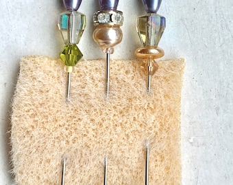 Juego de 5 alfileres para sombrero adornados con joyas - Alfileres de varilla con cuentas en tonos pastel - Alfileres para ramilletes - Alfileres decorativos - Elementos vintage
