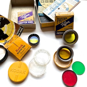 Vintage KODAK EPHEMERA Collection/1940s Kodak Bakelite Filter Case, Filters, Photo Guides/Eastman Kodak Paraphernalia Memorabilia Collection