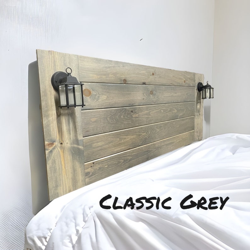 Floating Wall Mounted Wood Headboard With Independent Lamps Etsy